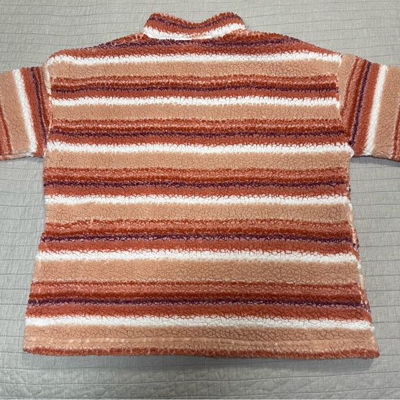 Roxy Quarter-zip Striped Fleece Sweatshirt In Canyon Clay Stripe Size Large - Picture 12 of 12